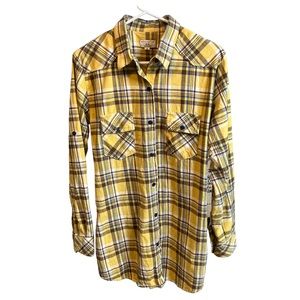 Matchstick Yellow Plaid Flannel Shirt sz Medium
